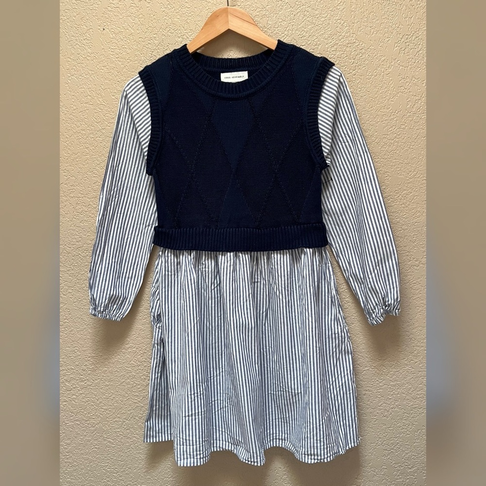 Free Assembly Girl Sweater Vest Dress Solid & Striped Design Size- L (10/12)